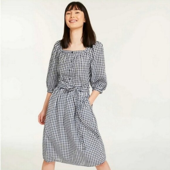 JOE FRESH Gingham Belted Skirt w Pockets B&W Black & White Checkered Skirt Sz S - Picture 8 of 9